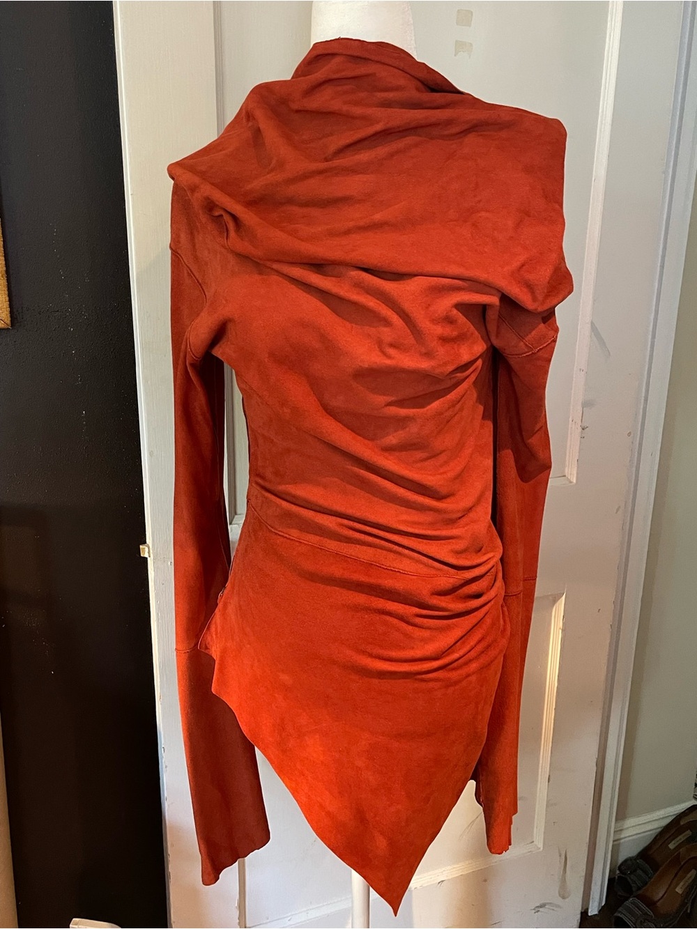 Jean Paul Gaultier Burnt Orange Asymmetrical Draped Dress